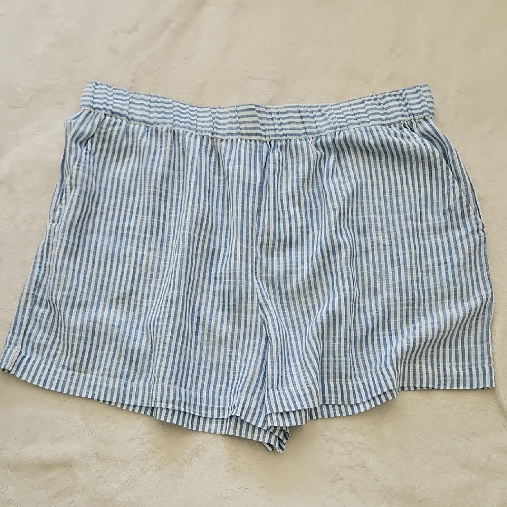 NWT Tommy Bahama Blue and White 100% Cotton Striped Pull-on Shorts: Size- XL